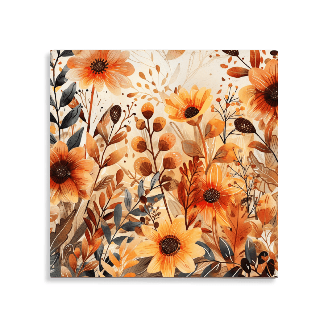 Tegeltje: Herfst Boho - Oranje Bloemen