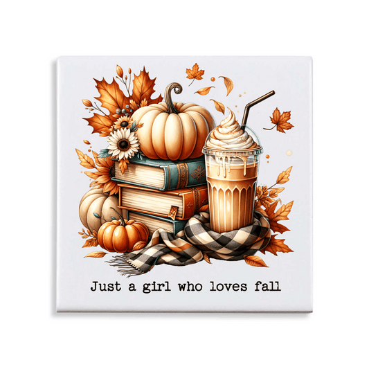 Tegeltje met tekst - Just a girl who loves fall
