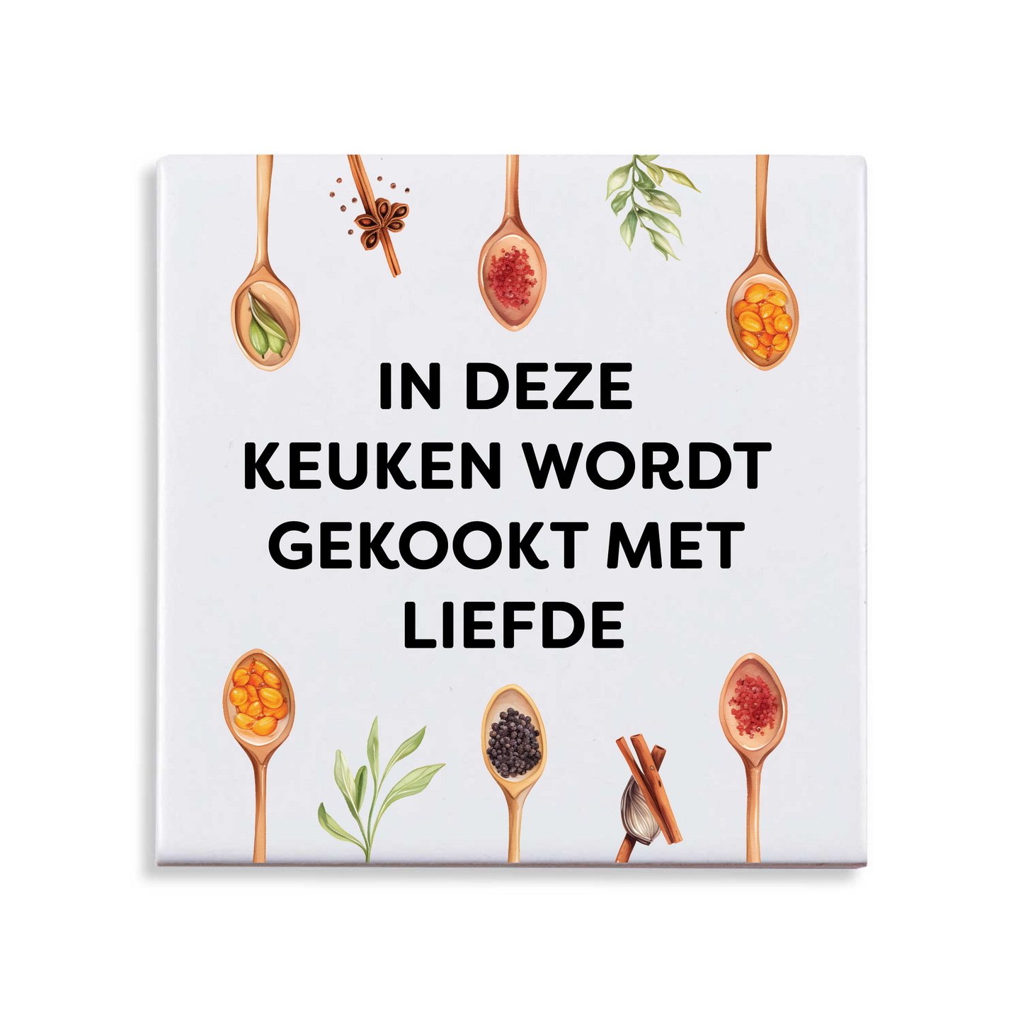 Tegeltje met tekst - In deze keuken wordt gekookt met liefde